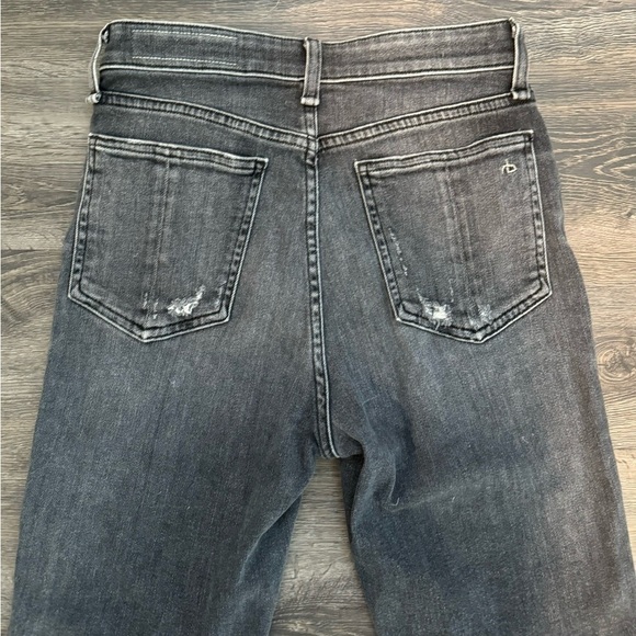 Rag & Bone Nina High Rise Ankle Cigarette Ripped Jeans in Black/Grey - Picture 8 of 10